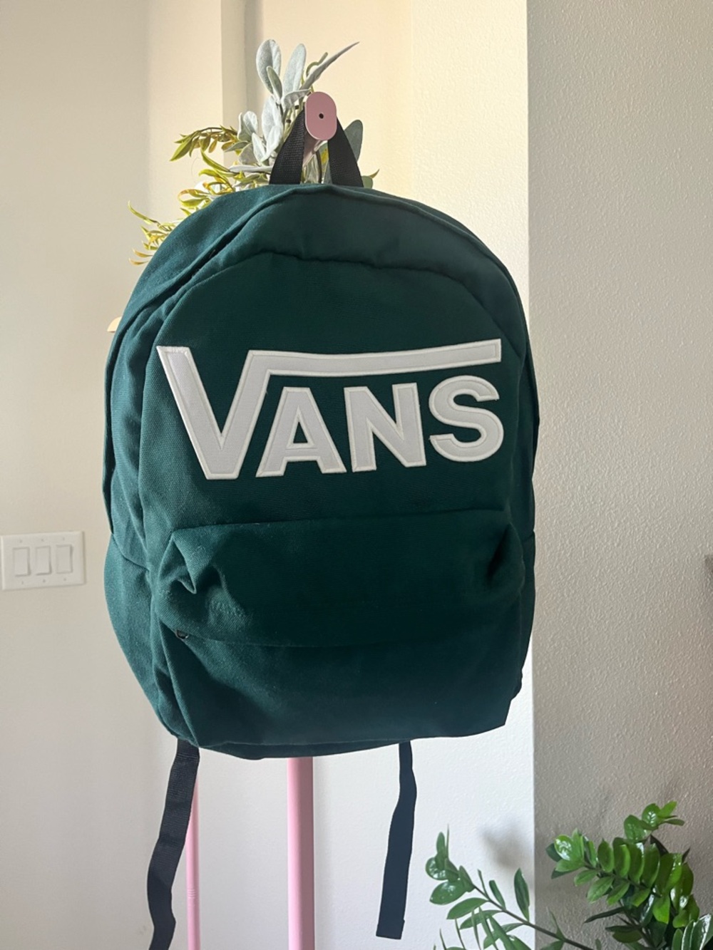 Vans Dark Green Backpack with White Logo